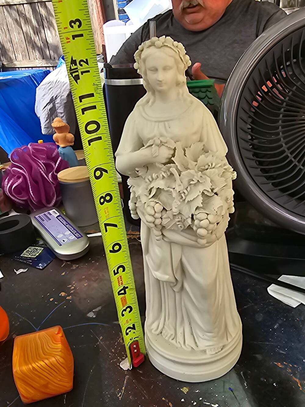 Vintage Parian Ware Porcelain Figurine Lady With Basket Of Grapes